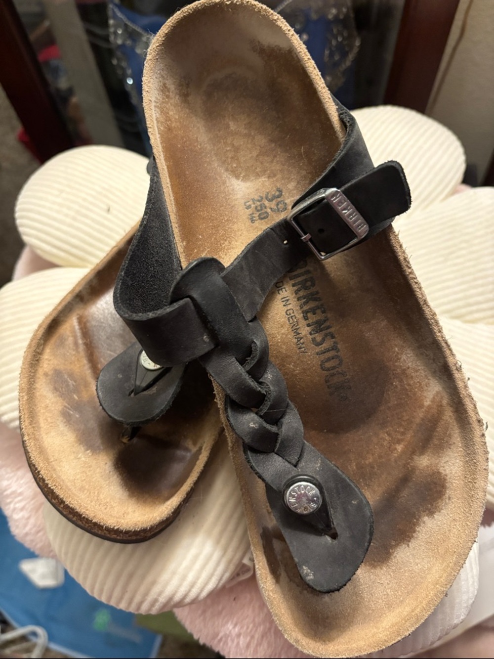 Birkenstock Black Braided Toe-Post Sandals - Women's